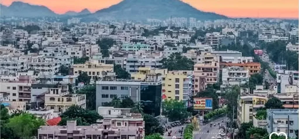 Aerial view of Guntur city, Andhra Pradesh